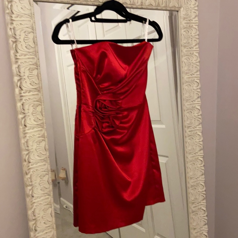 Jessica McClintock vintage red rose cocktail satin dress